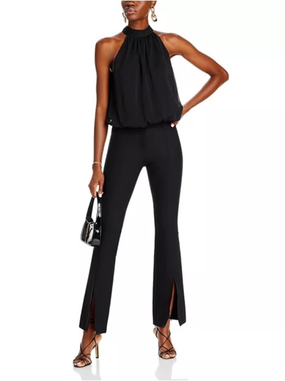 Fifteen Twenty 100% Silk Black Halter Top Tie Neck Sleeveless Blouse NWOT Size S - Picture 4 of 11